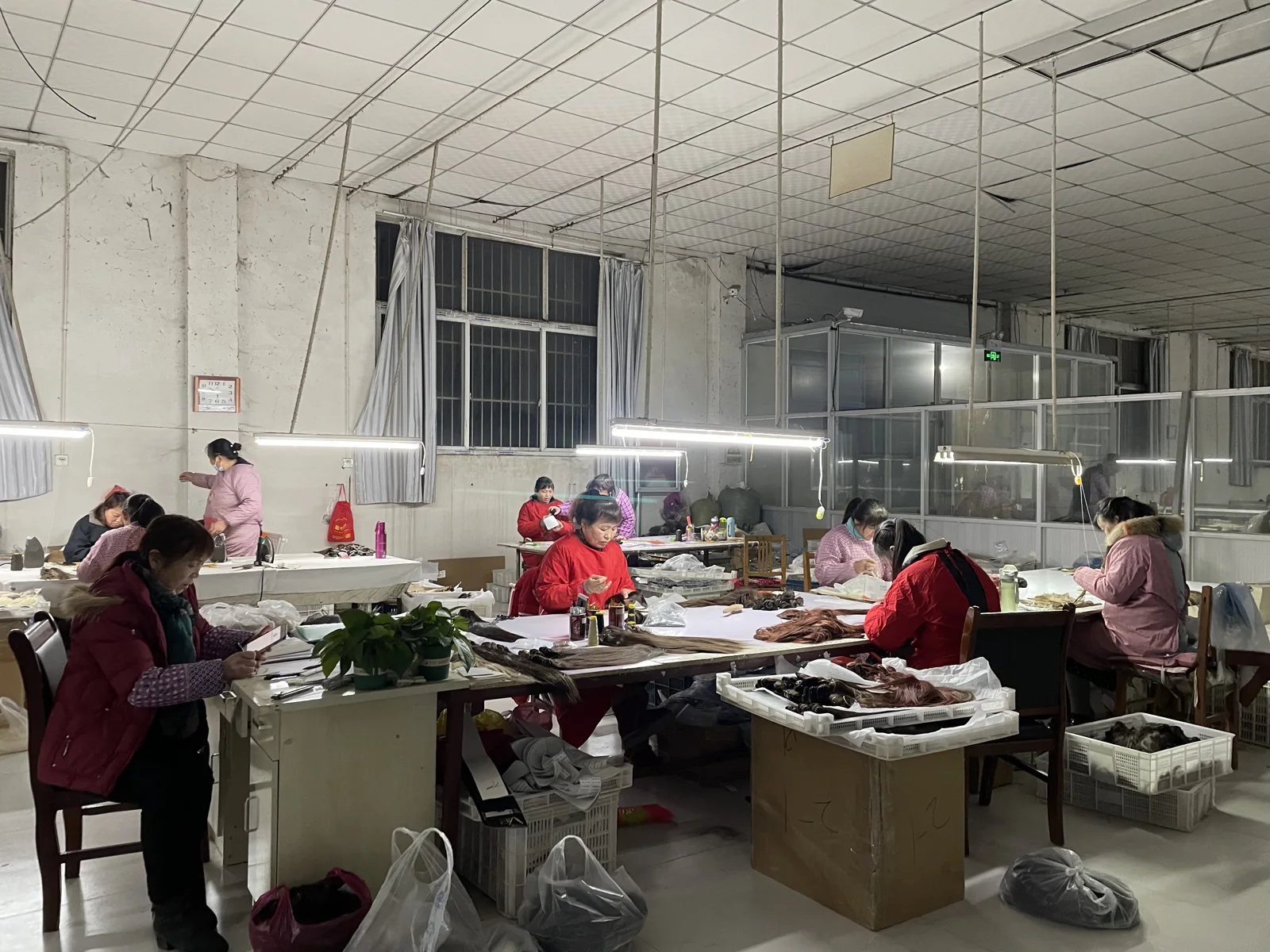 Our production team at work in the hair workshop.